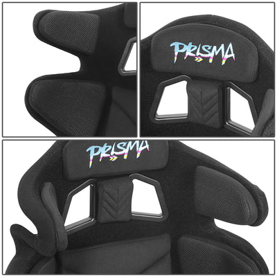 Prisma Black Sparkled Fiberglass Bucket Racing Seat <br> Overall Dimension ( in.): 24.5 W X 36 H X 21 D