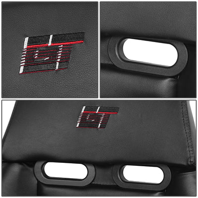 Black Colored Vegan Leather Bucket Racing Seat <br> Seat Dimensions (in.): 20 W X 32 H X 20 D