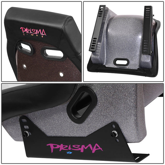 Black Colored Vegan Leather Bucket Racing Seat <br> Seat Dimensions (in.): 20 W X 32 H X 20 D