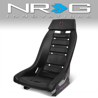 Black Colored Vegan Leather Bucket Racing Seat <br> Seat Dimensions (in.): 20 W X 32 H X 20 D