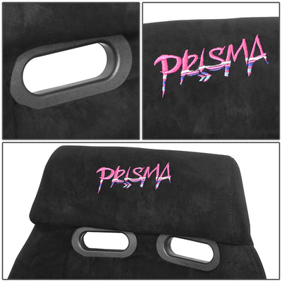 Black Vegan Suede Bucket Racing Seat <br> Seat Dimensions (in.): 20 W X 32 H X 20 D