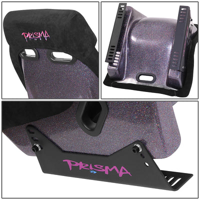 Black Vegan Suede Bucket Racing Seat <br> Seat Dimensions (in.): 20 W X 32 H X 20 D
