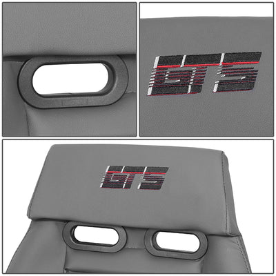 Gun Metal Colored Vegan Leather Bucket Racing Seat <br> Seat Dimensions (in.): 20 W X 32 H X 20 D
