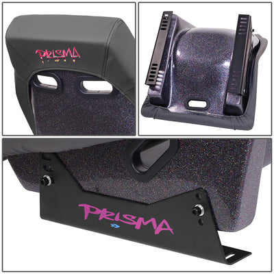 Gun Metal Colored Vegan Leather Bucket Racing Seat <br> Seat Dimensions (in.): 20 W X 32 H X 20 D