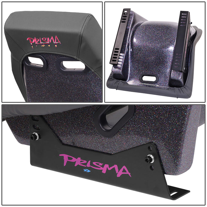 Gun Metal Colored Vegan Leather Bucket Racing Seat <br> Seat Dimensions (in.): 20 W X 32 H X 20 D