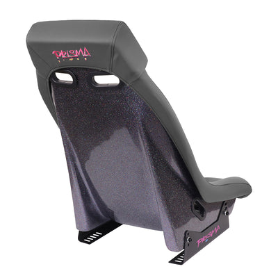 Gun Metal Colored Vegan Leather Bucket Racing Seat <br> Seat Dimensions (in.): 20 W X 32 H X 20 D