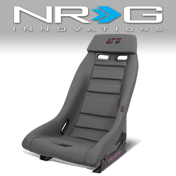 Gun Metal Colored Vegan Leather Bucket Racing Seat <br> Seat Dimensions (in.): 20 W X 32 H X 20 D