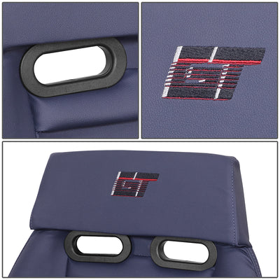 Navy Vegan Leather Prisma Bucket Racing Seat <br> Seat Dimensions (in.): 20 W X 32 H X 20 D