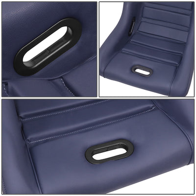 Navy Vegan Leather Prisma Bucket Racing Seat <br> Seat Dimensions (in.): 20 W X 32 H X 20 D
