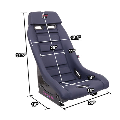 Navy Vegan Leather Prisma Bucket Racing Seat <br> Seat Dimensions (in.): 20 W X 32 H X 20 D