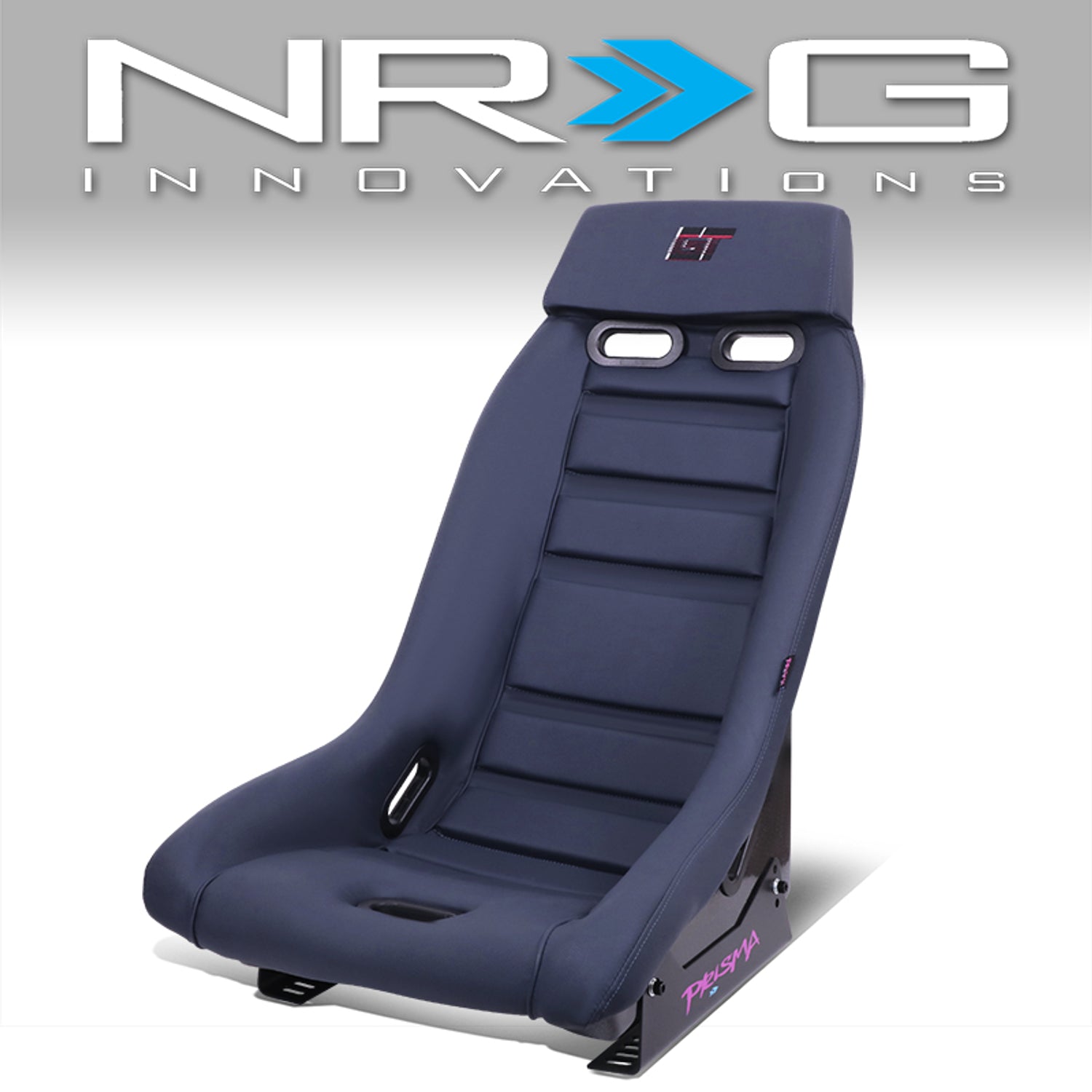 Navy Vegan Leather Prisma Bucket Racing Seat <br> Seat Dimensions (in.): 20 W X 32 H X 20 D