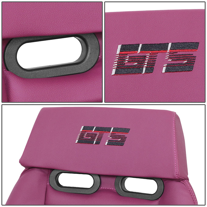 Wine Vegan Leather Prisma Bucket Racing Seat <br> Seat Dimensions (in.): 20 W X 32 H X 20 D