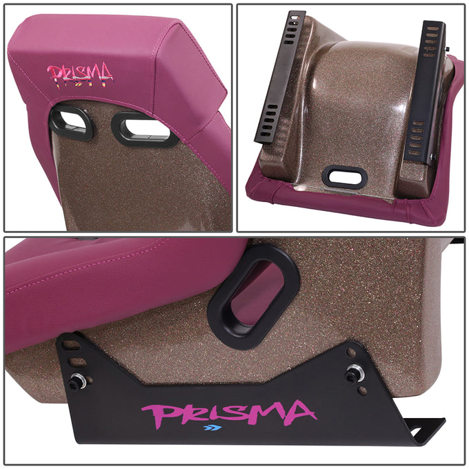 Wine Vegan Leather Prisma Bucket Racing Seat <br> Seat Dimensions (in.): 20 W X 32 H X 20 D