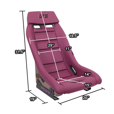 Wine Vegan Leather Prisma Bucket Racing Seat <br> Seat Dimensions (in.): 20 W X 32 H X 20 D