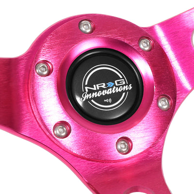 350mm 3in. Deep Fushia Stitching Steering Wheel <br> Fits with 6 X 70mm Bolt Pattern