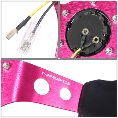 350mm 3in. Deep Fushia Stitching Steering Wheel <br> Fits with 6 X 70mm Bolt Pattern