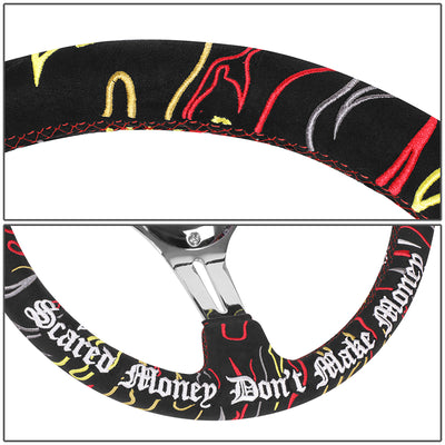 350mm 3in. Deep Black Suede Steering Wheel <br> Fits with 6 X 70mm Bolt Pattern