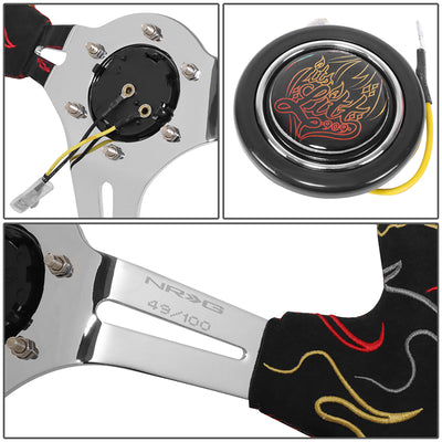 350mm 3in. Deep Black Suede Steering Wheel <br> Fits with 6 X 70mm Bolt Pattern