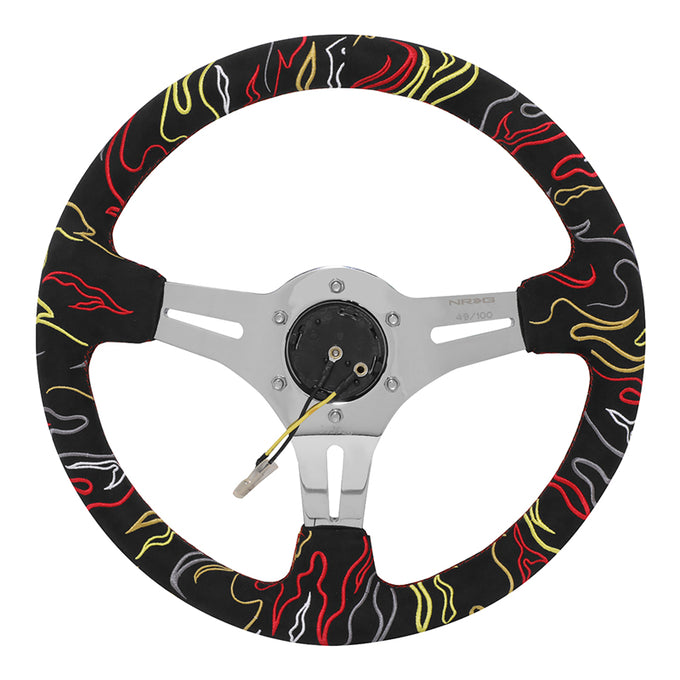 350mm 3in. Deep Black Suede Steering Wheel <br> Fits with 6 X 70mm Bolt Pattern