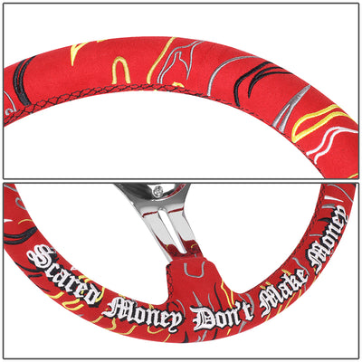 350mm 3in. Deep Red Suede Steering Wheel <br> Fits with 6 X 70mm Bolt Pattern