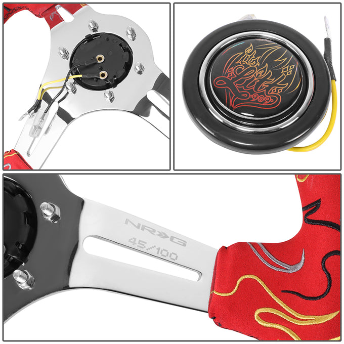 350mm 3in. Deep Red Suede Steering Wheel <br> Fits with 6 X 70mm Bolt Pattern