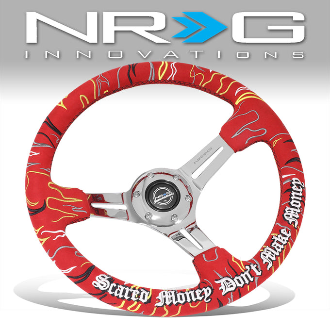 350mm 3in. Deep Red Suede Steering Wheel <br> Fits with 6 X 70mm Bolt Pattern