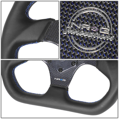 320mm Flat Bottom Zero Dish Leather Steering Wheel <br> Fits with 6 X 70mm Bolt Pattern