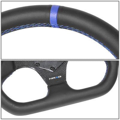 320mm Flat Bottom Zero Dish Leather Steering Wheel <br> Fits with 6 X 70mm Bolt Pattern