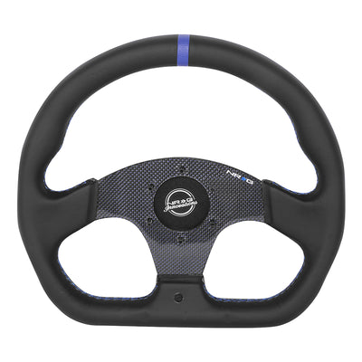 320mm Flat Bottom Zero Dish Leather Steering Wheel <br> Fits with 6 X 70mm Bolt Pattern