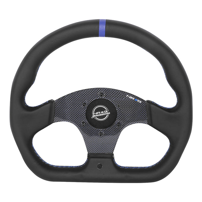 320mm Flat Bottom Zero Dish Leather Steering Wheel <br> Fits with 6 X 70mm Bolt Pattern