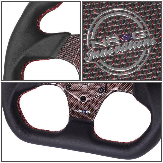 320mm Flat Bottom Zero Dish Leather Steering Wheel <br> Fits with 6 X 70mm Bolt Pattern