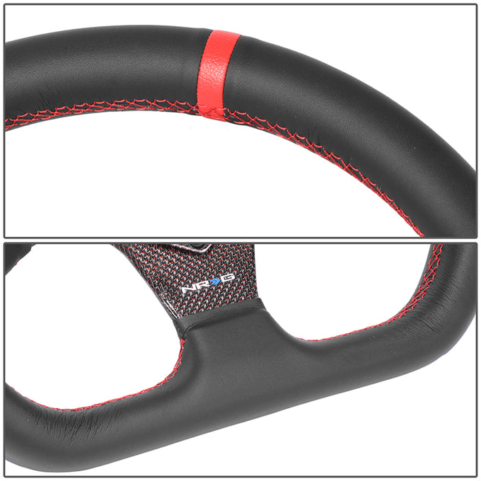 320mm Flat Bottom Zero Dish Leather Steering Wheel <br> Fits with 6 X 70mm Bolt Pattern