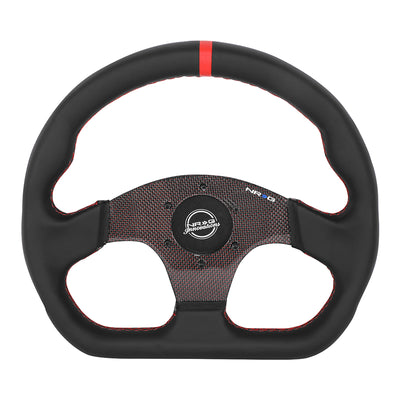 320mm Flat Bottom Zero Dish Leather Steering Wheel <br> Fits with 6 X 70mm Bolt Pattern