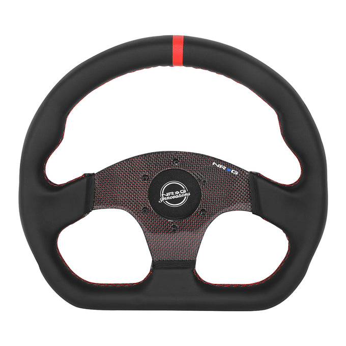 320mm Flat Bottom Zero Dish Leather Steering Wheel <br> Fits with 6 X 70mm Bolt Pattern