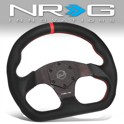320mm Flat Bottom Zero Dish Leather Steering Wheel <br> Fits with 6 X 70mm Bolt Pattern