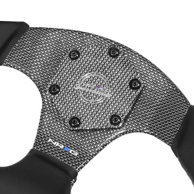 320mm Flat Bottom Zero Dish Leather Steering Wheel <br> Fits with 6 X 70mm Bolt Pattern