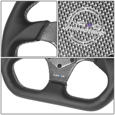 320mm Flat Bottom Zero Dish Leather Steering Wheel <br> Fits with 6 X 70mm Bolt Pattern