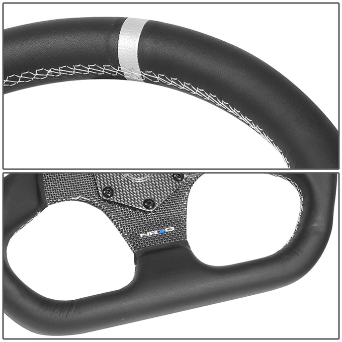 320mm Flat Bottom Zero Dish Leather Steering Wheel <br> Fits with 6 X 70mm Bolt Pattern