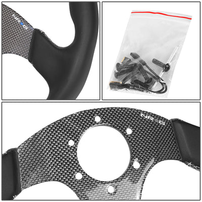 320mm Flat Bottom Zero Dish Leather Steering Wheel <br> Fits with 6 X 70mm Bolt Pattern