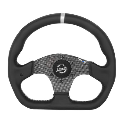 320mm Flat Bottom Zero Dish Leather Steering Wheel <br> Fits with 6 X 70mm Bolt Pattern