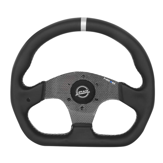 320mm Flat Bottom Zero Dish Leather Steering Wheel <br> Fits with 6 X 70mm Bolt Pattern