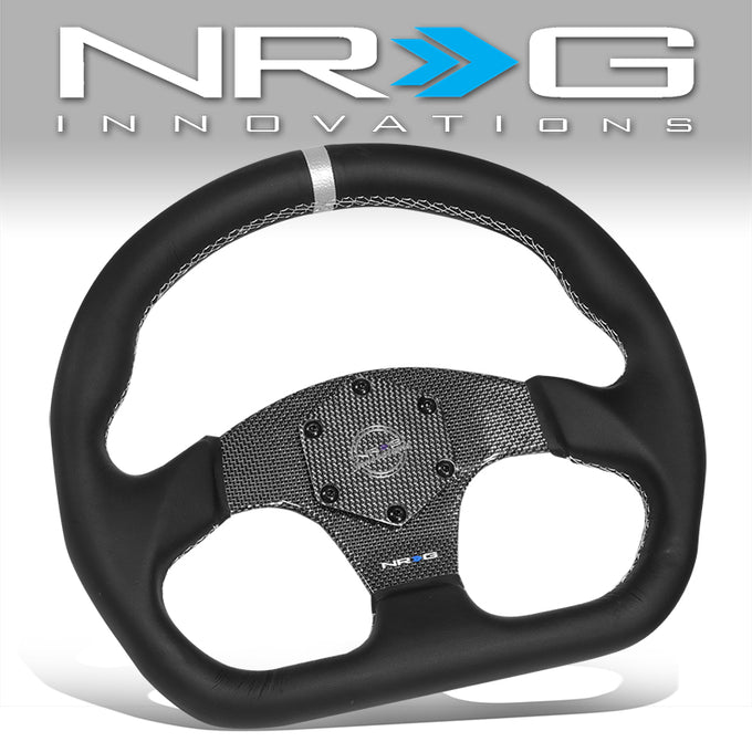 320mm Flat Bottom Zero Dish Leather Steering Wheel <br> Fits with 6 X 70mm Bolt Pattern
