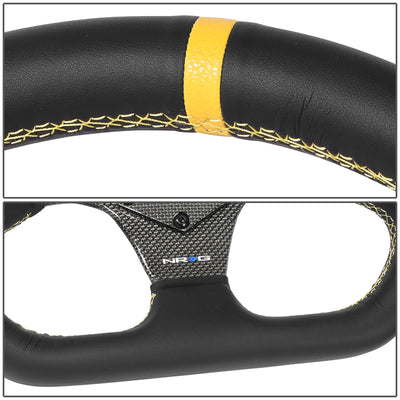 320mm Flat Bottom Zero Dish Leather Steering Wheel <br> Fits with 6 X 70mm Bolt Pattern