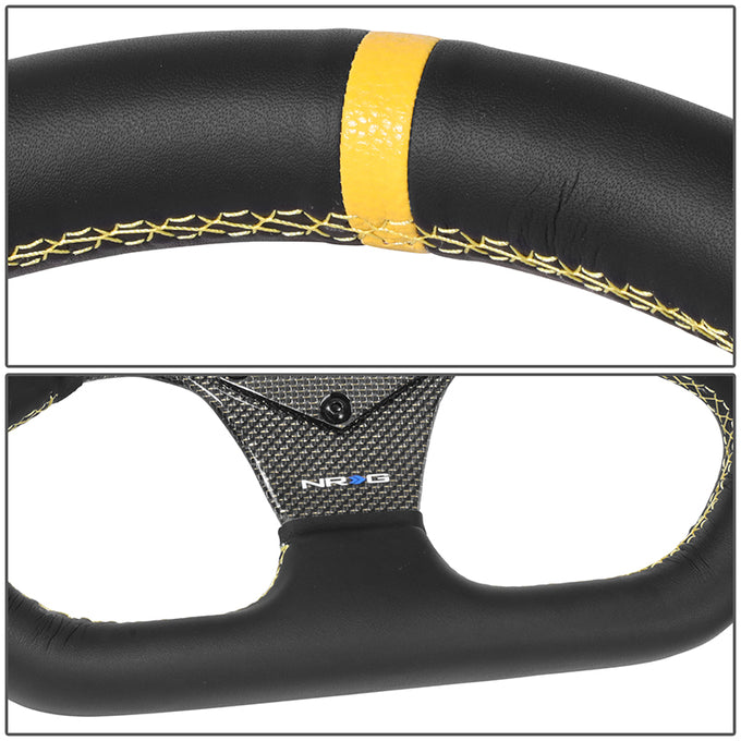 320mm Flat Bottom Zero Dish Leather Steering Wheel <br> Fits with 6 X 70mm Bolt Pattern