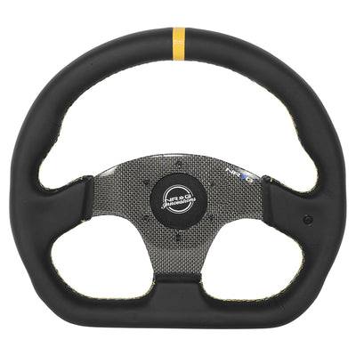 320mm Flat Bottom Zero Dish Leather Steering Wheel <br> Fits with 6 X 70mm Bolt Pattern