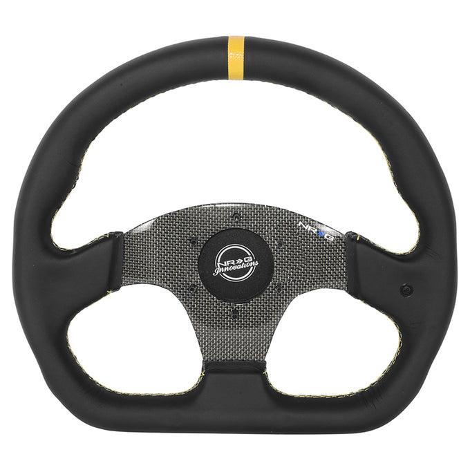 320mm Flat Bottom Zero Dish Leather Steering Wheel <br> Fits with 6 X 70mm Bolt Pattern