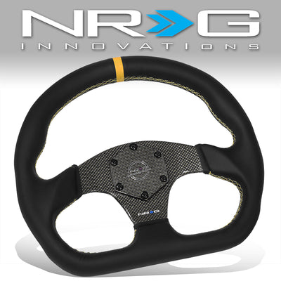 320mm Flat Bottom Zero Dish Leather Steering Wheel <br> Fits with 6 X 70mm Bolt Pattern