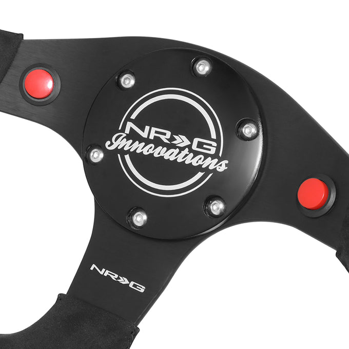 320mm Flat Bottom Zero Dish Leather Steering Wheel <br> Fits with 6 X 70mm Bolt Pattern