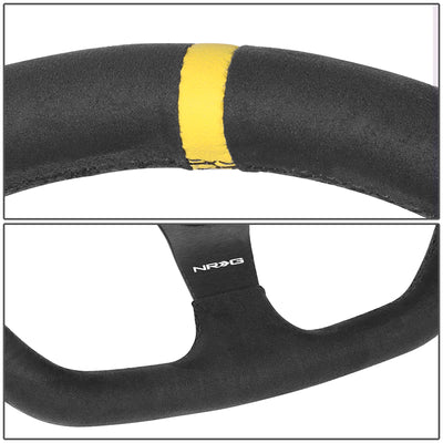 320mm Flat Bottom Zero Dish Leather Steering Wheel <br> Fits with 6 X 70mm Bolt Pattern