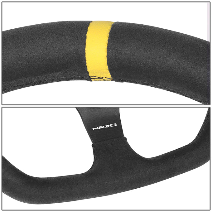 320mm Flat Bottom Zero Dish Leather Steering Wheel <br> Fits with 6 X 70mm Bolt Pattern